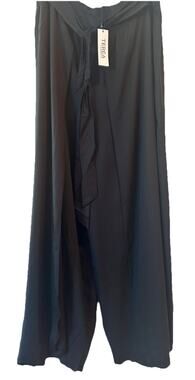 TEREA by Andrea Pitter Black Wide Leg Overlay Pants Lyocell Belted Plus 2X NWT 1